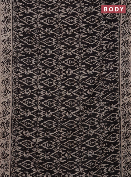 Kalamkari cotton saree black and beige with allover ikat prints and printed border