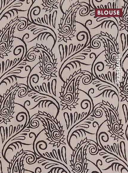 Kalamkari cotton saree black and beige with allover ikat prints and printed border