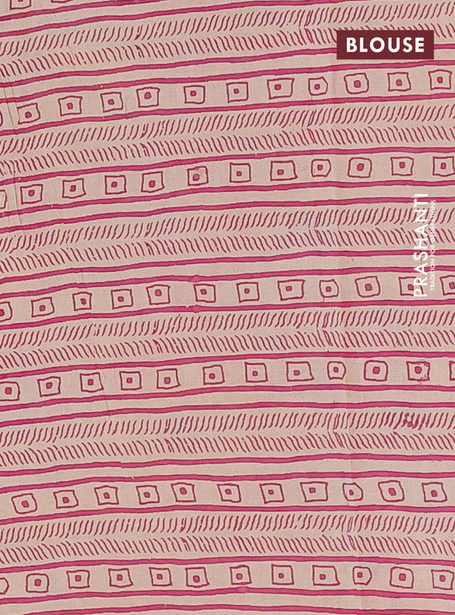 Kalamkari cotton saree mehendi green and pink with allover prints and printed border