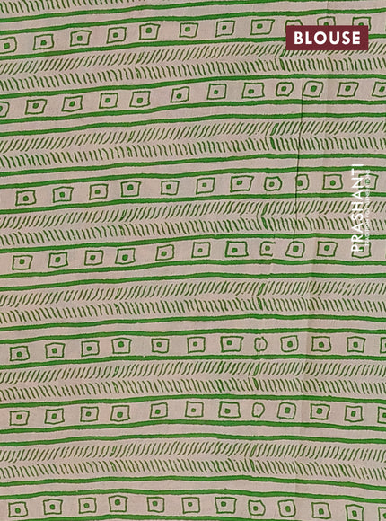 Kalamkari cotton saree blue and green with allover prints and printed border