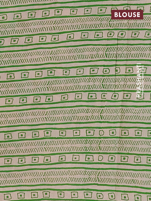 Kalamkari cotton saree blue and green with allover prints and printed border