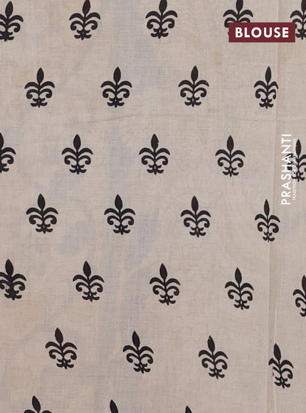 Kalamkari cotton saree blue and beige with allover prints and printed border