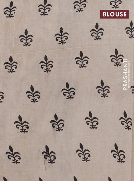 Kalamkari cotton saree black and beige with allover prints and printed border