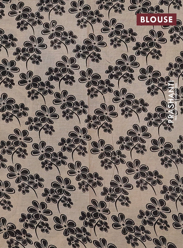 Kalamkari cotton saree grey and black with allover zig zag prints and printed border