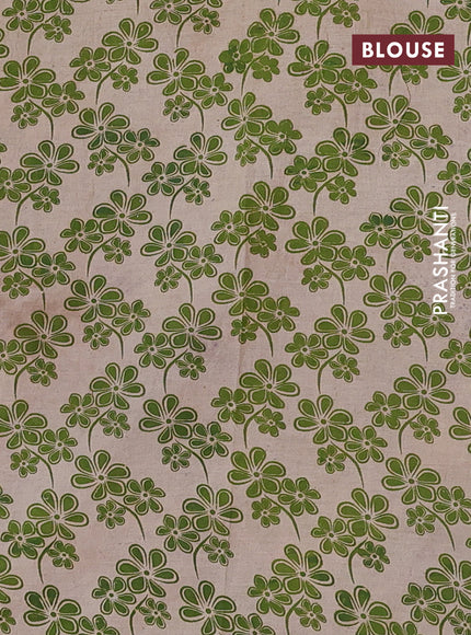 Kalamkari cotton saree beige and dark mustard with butta prints and printed border