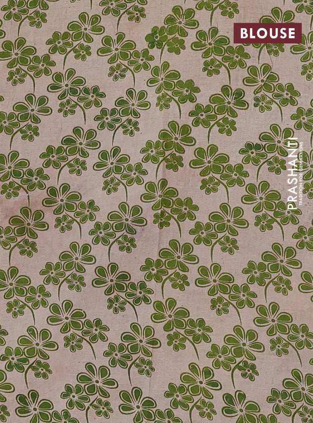 Kalamkari cotton saree beige and dark mustard with butta prints and printed border