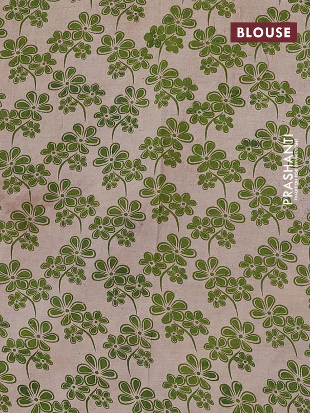 Kalamkari cotton saree beige and dark mustard with butta prints and printed border