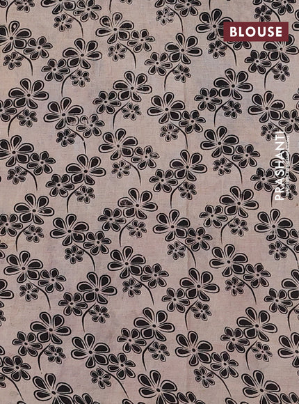 Kalamkari cotton saree beige and black with butta prints and printed border