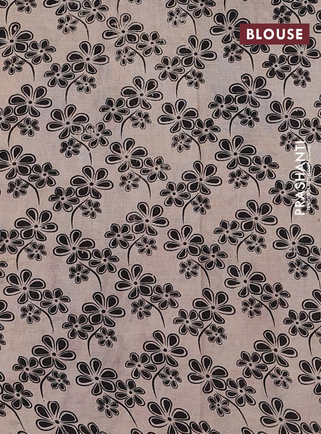 Kalamkari cotton saree beige and black with butta prints and printed border