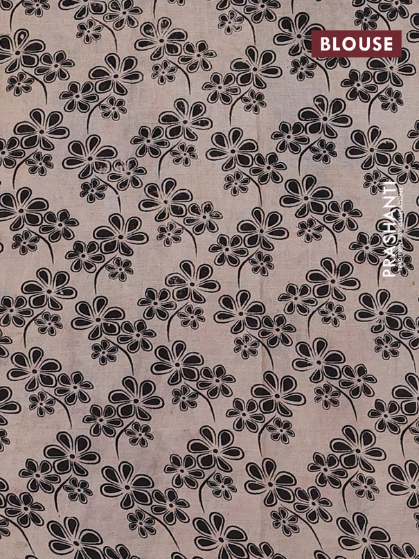 Kalamkari cotton saree beige and black with butta prints and printed border