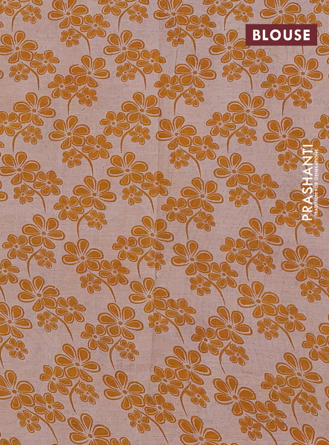 Kalamkari cotton saree dark mustard and beige with allover prints and printed border