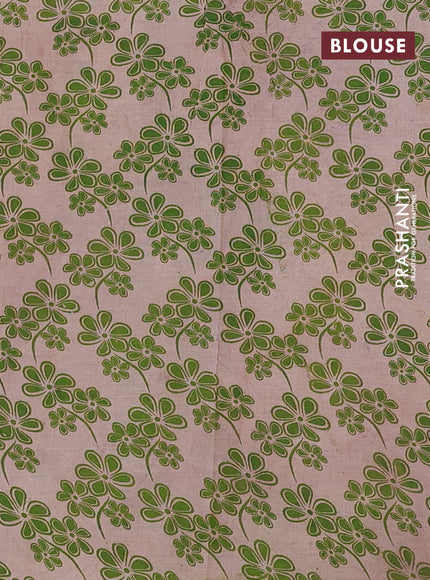 Kalamkari cotton saree green and beige with allover prints and printed border