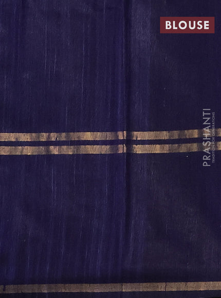 Pure dupion silk saree cs blue and navy blue with plain body and zari woven border