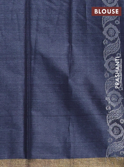 Banana silk saree grey with silver & gold zari woven buttas and zari woven border