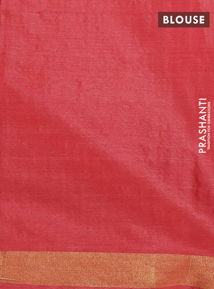 Banana silk saree dark peach orange with allover zari weaves & buttas and zari woven border