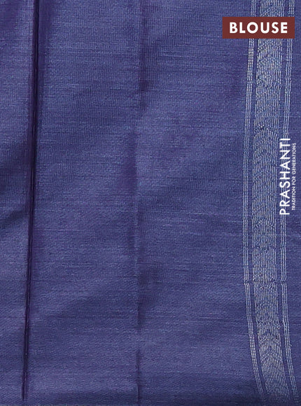 Banana silk saree violet shade with silver & gold zari woven paisley buttas and zari woven border