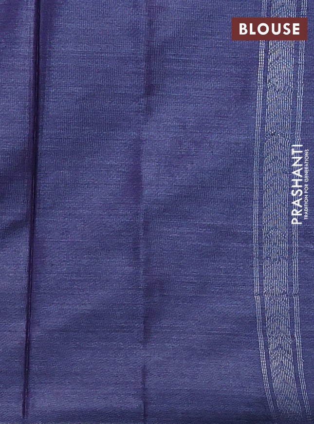 Banana silk saree violet shade with silver & gold zari woven paisley buttas and zari woven border