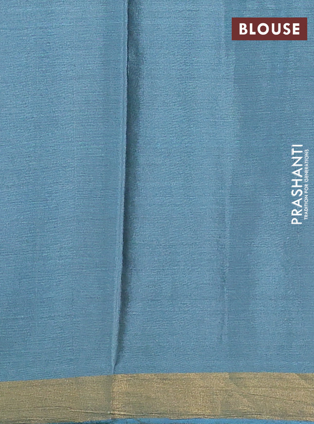 Banana silk saree pastel green with silver & gold zari woven paisley buttas and zari woven border