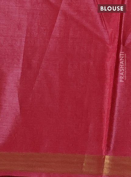 Banana silk saree pink with silver & gold zari woven buttas and zari woven border