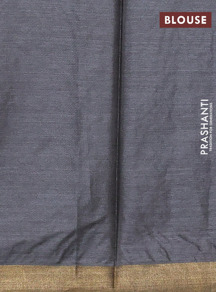 Banana silk saree grey with silver & gold zari woven buttas and zari woven border