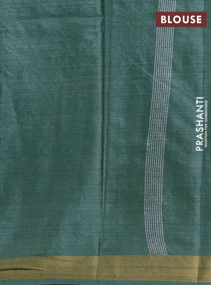 Banana silk saree green with silver & gold zari woven buttas and zari woven border