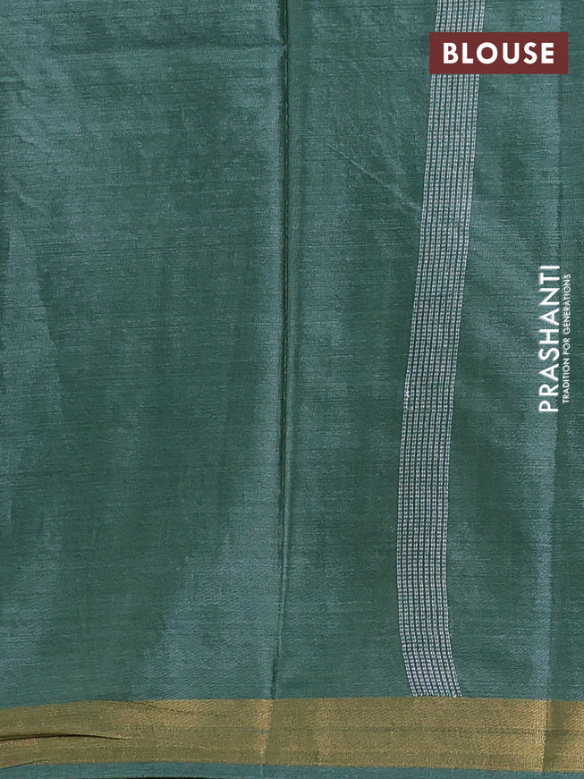 Banana silk saree green with silver & gold zari woven buttas and zari woven border