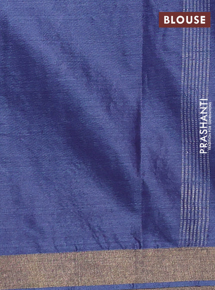 Banana silk saree blue with silver & gold zari woven buttas and zari woven border
