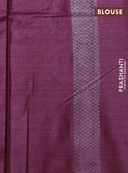 Banana silk saree magenta pink with silver & gold zari woven buttas and zari woven border