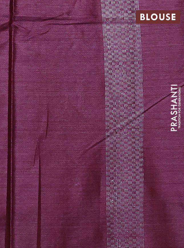 Banana silk saree magenta pink with silver & gold zari woven buttas and zari woven border