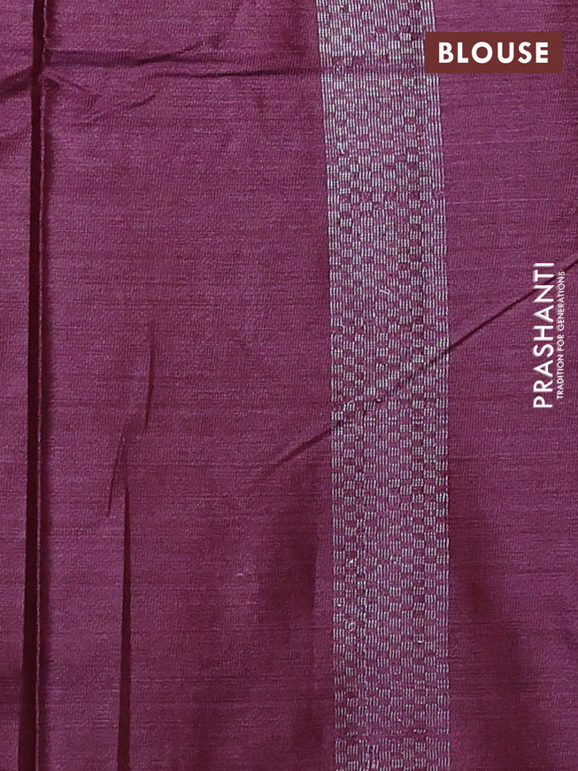 Banana silk saree magenta pink with silver & gold zari woven buttas and zari woven border