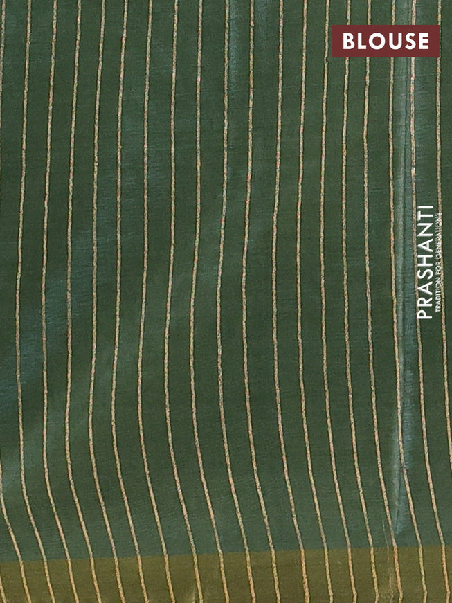 Banana silk saree green with silver & gold zari woven buttas and zari woven border