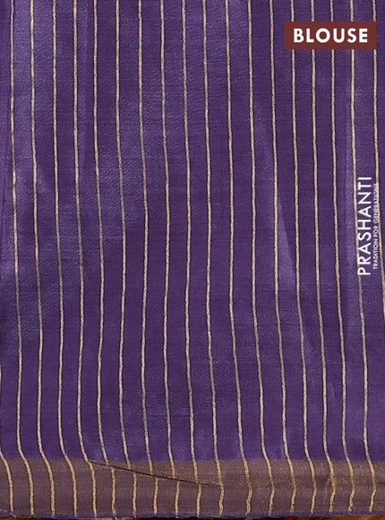 Banana silk saree violet with silver & gold zari woven buttas and zari woven border
