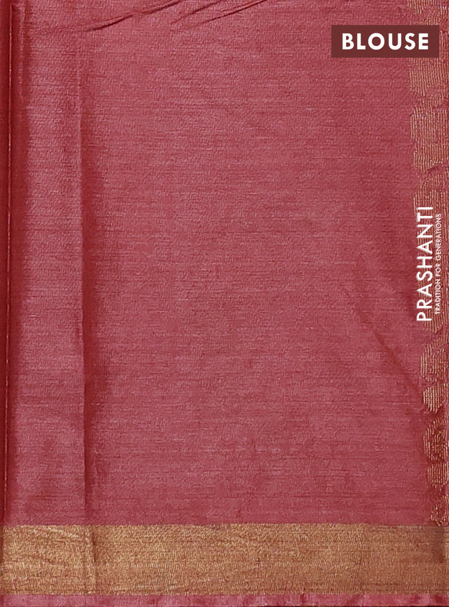 Banana silk saree red shade with silver & gold zari woven floral buttas and zari woven border