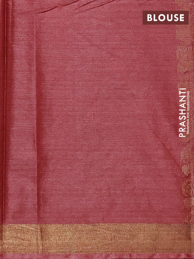 Banana silk saree red shade with silver & gold zari woven floral buttas and zari woven border