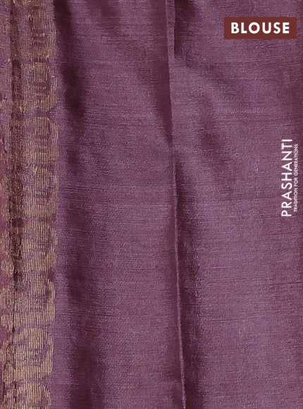 Banana silk saree wine shade with silver & gold zari woven floral buttas and zari woven border