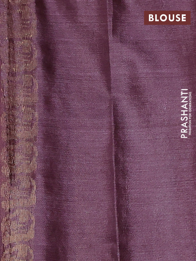 Banana silk saree wine shade with silver & gold zari woven floral buttas and zari woven border