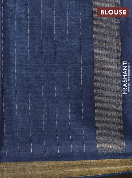 Banana silk saree dark grey with allover zari weaves & buttas and zari woven border