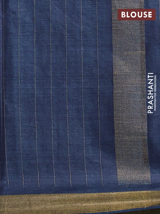 Banana silk saree dark grey with allover zari weaves & buttas and zari woven border