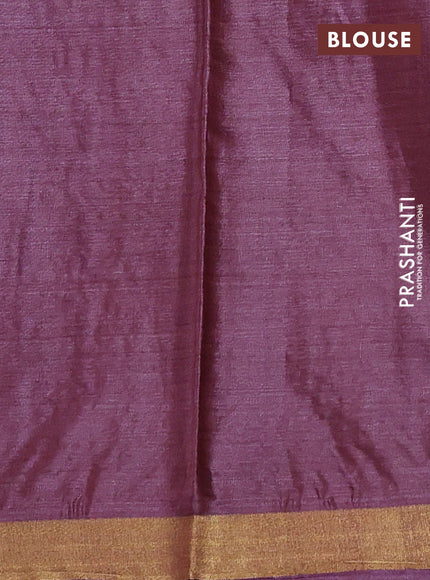 Banana silk saree wine shade with silver & gold zari woven buttas and zari woven border