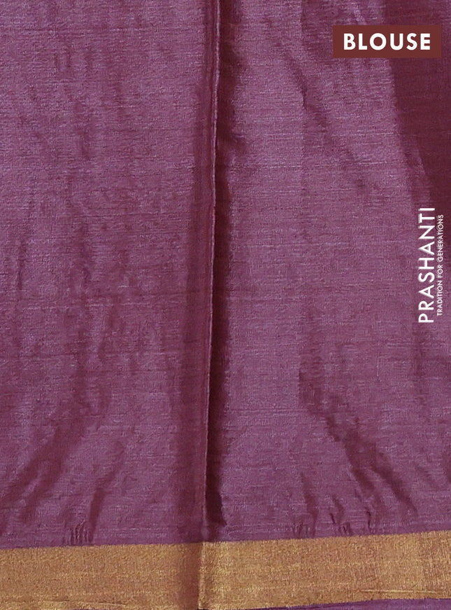 Banana silk saree wine shade with silver & gold zari woven buttas and zari woven border