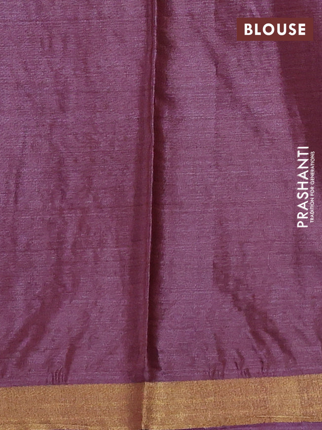 Banana silk saree wine shade with silver & gold zari woven buttas and zari woven border