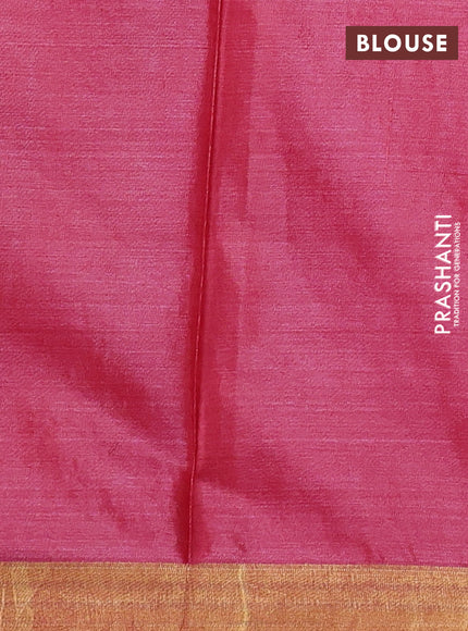 Banana silk saree pink with silver & gold zari woven buttas and zari woven border
