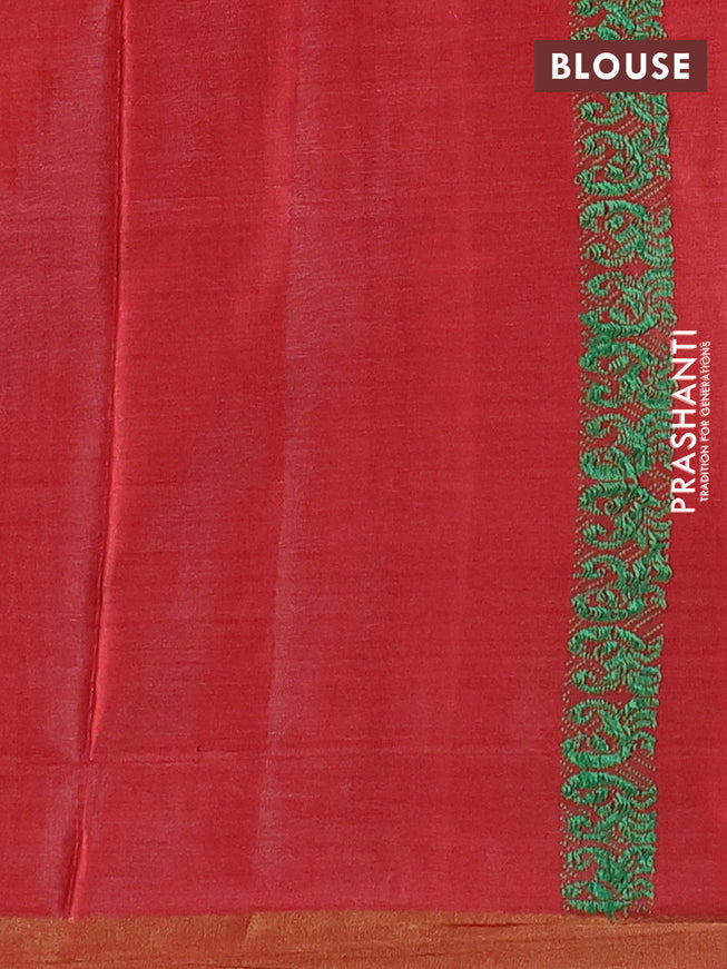 Banana silk saree red shade with thread woven buttas and zari woven border