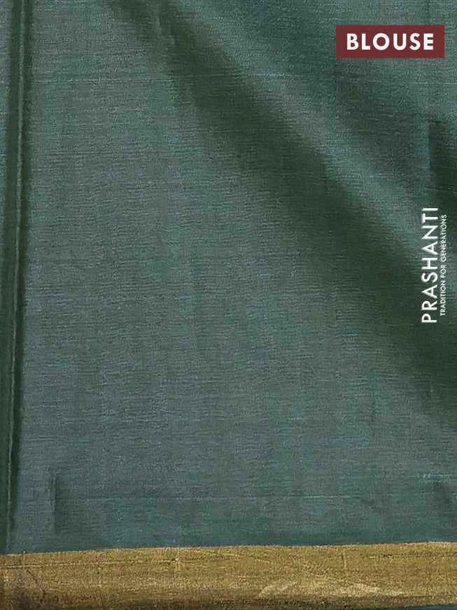 Banana silk saree sap green with silver & gold zari woven buttas and zari woven border