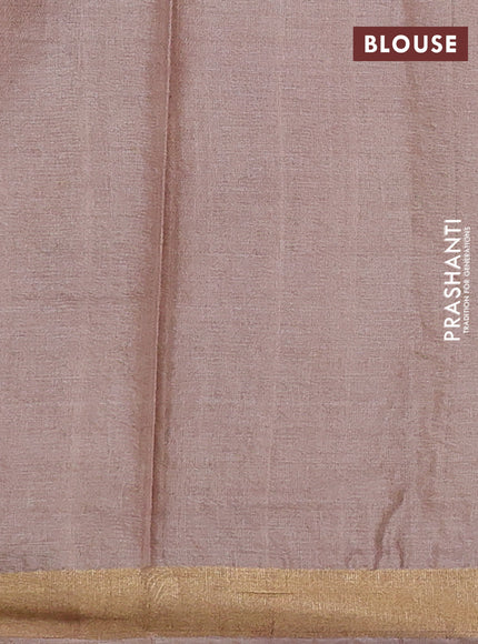 Banana silk saree beige with silver & gold zari woven buttas and zari woven border