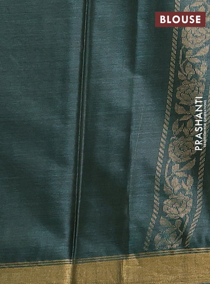 Banana silk saree green with silver & gold zari woven floral buttas and zari woven border