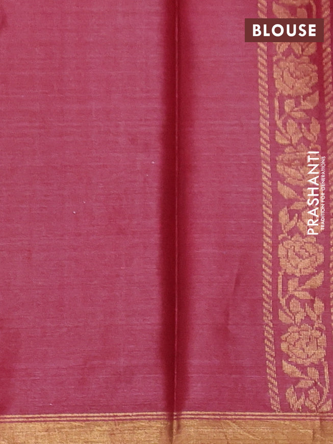 Banana silk saree pink shade with silver & gold zari woven floral buttas and zari woven border