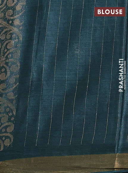 Banana silk saree peacock green with allover zari weaves & buttas and zari woven border