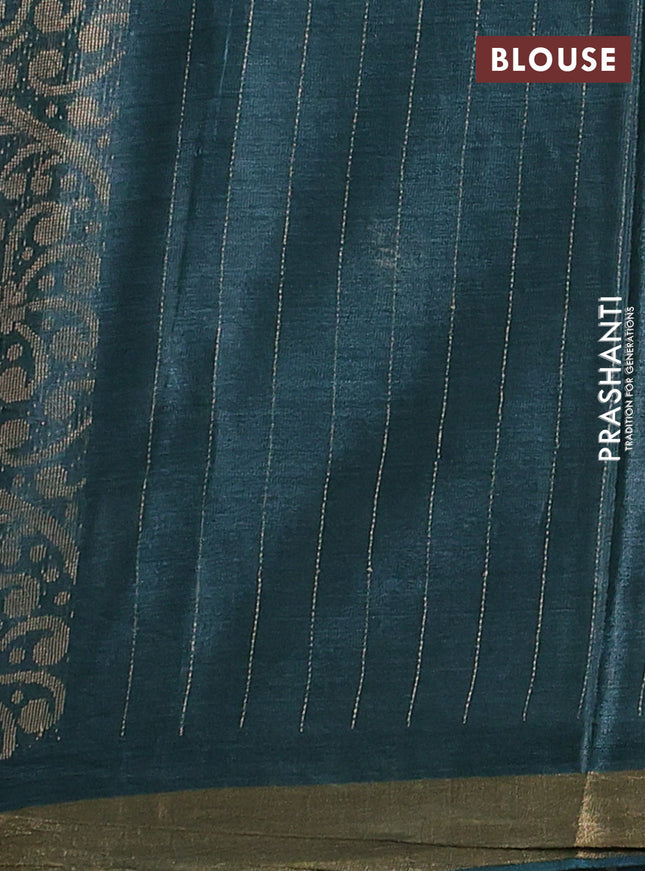 Banana silk saree peacock green with allover zari weaves & buttas and zari woven border