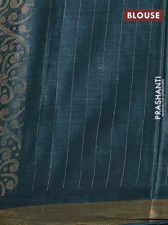 Banana silk saree peacock green with allover zari weaves & buttas and zari woven border